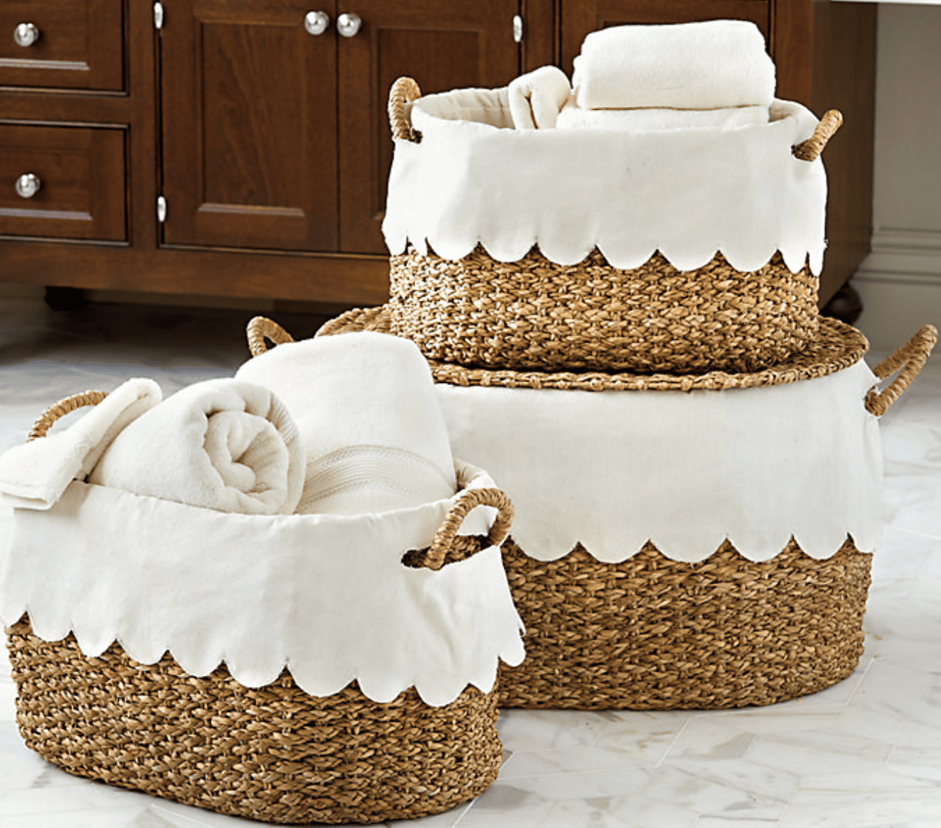 Nesting Baskets With Scalloped Liner
